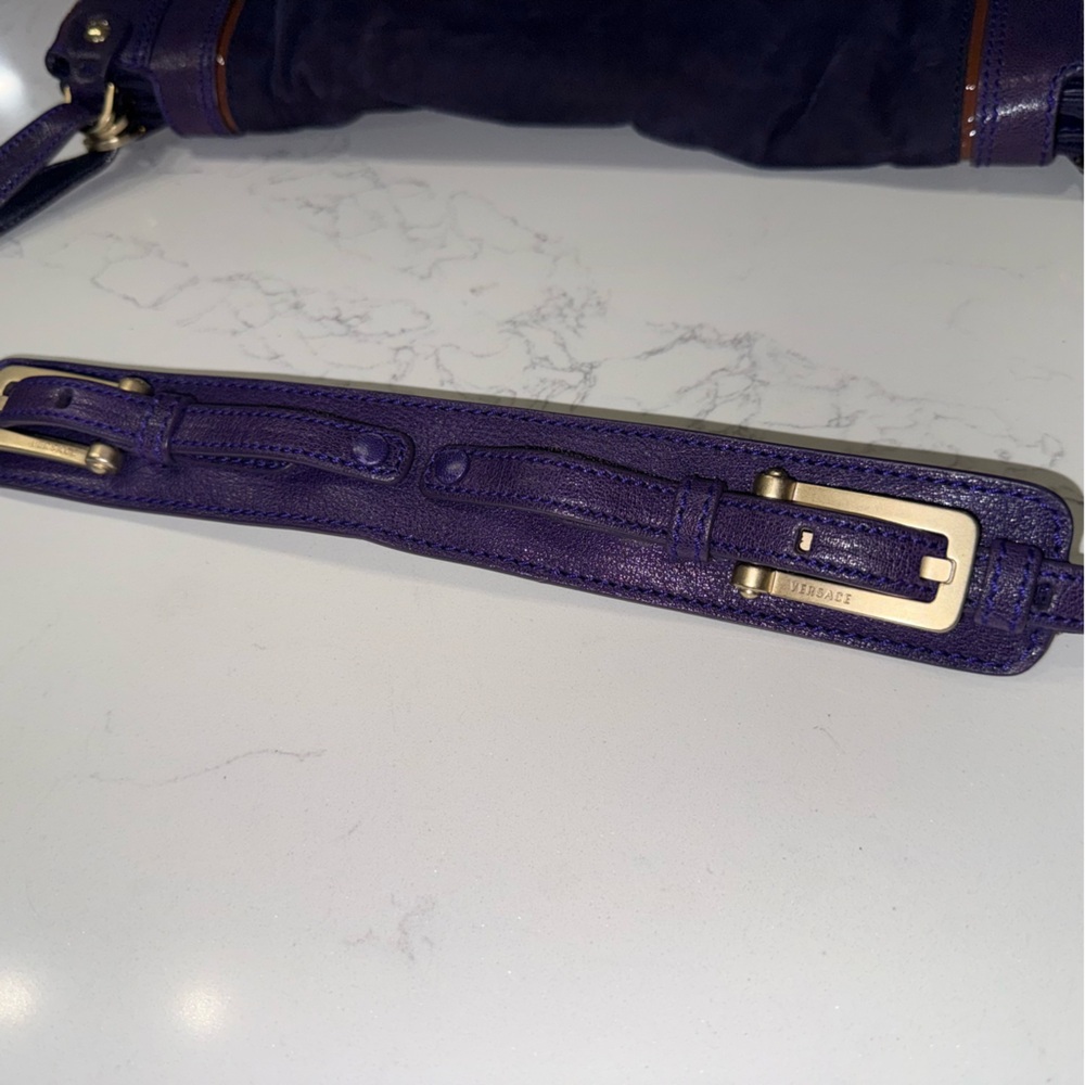 Vintage Versace Suede & Leather Shoulder Flap Messenger Bag - Picture 9 of 16